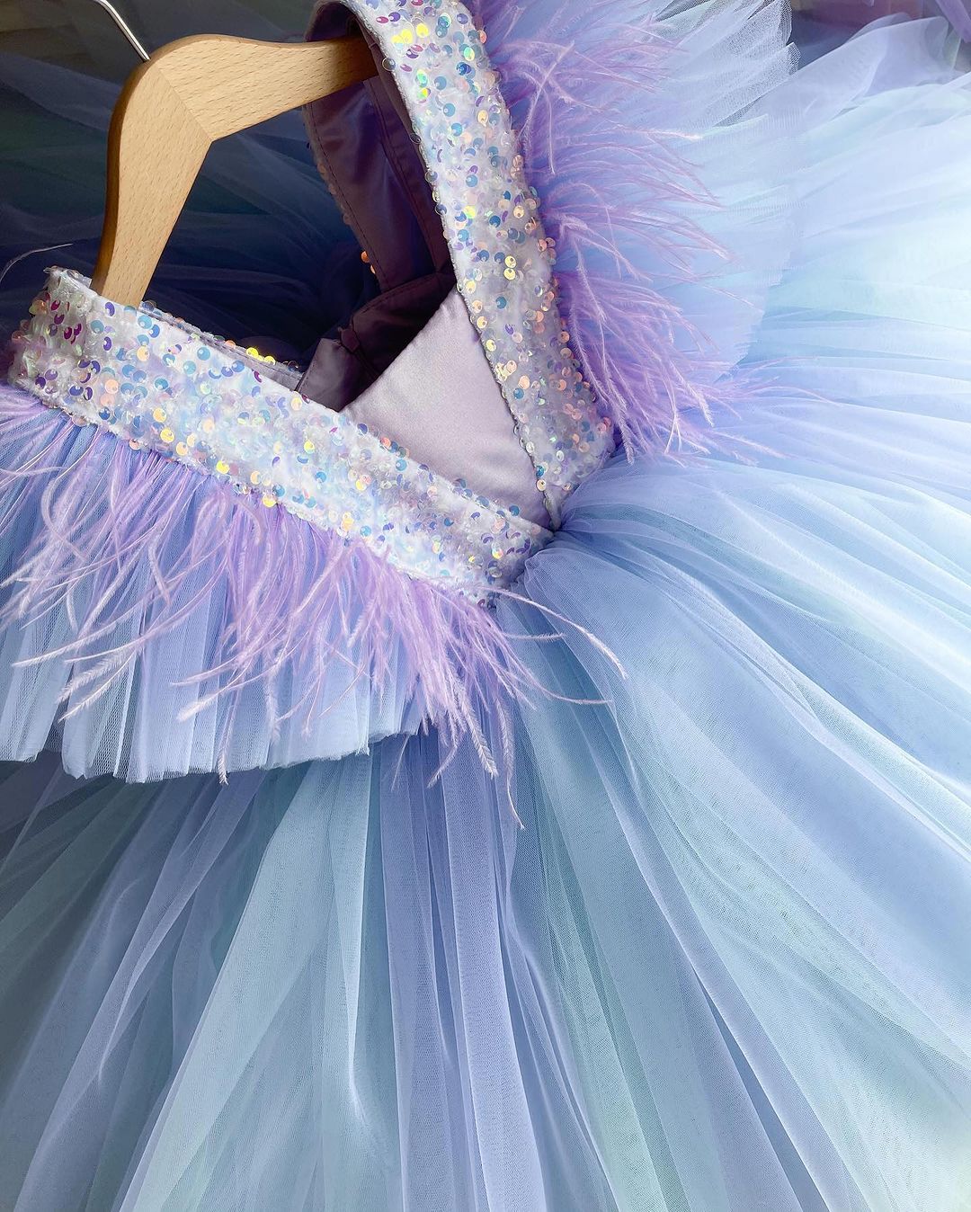 Rainbow ombré tulle frock with tail, photo 4 of 4