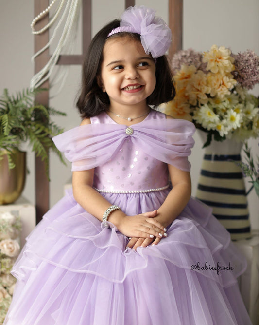 Lilac layered tulle gown, photo 2 of 8