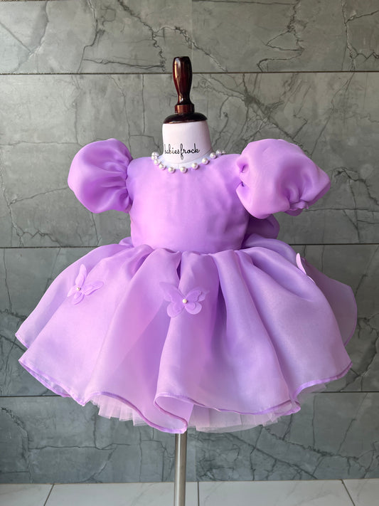 Lavender organza frock with bow, photo 2 of 2