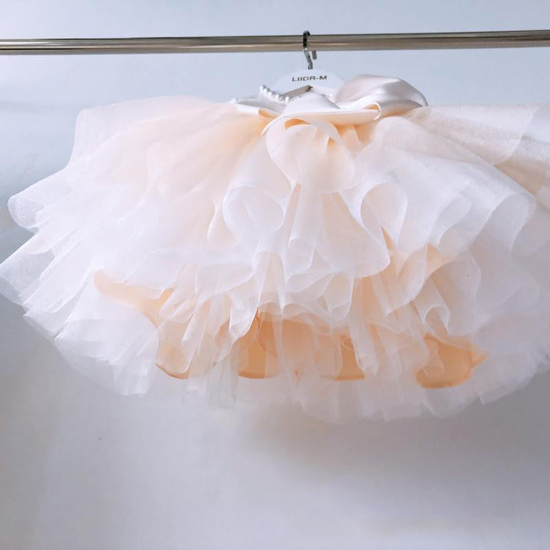 Ivory pearl tulle frock with bow, photo 3 of 3