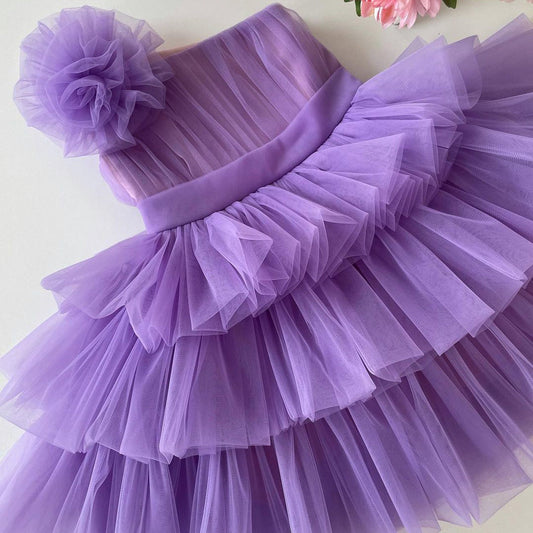 Purple layered tulle frock, photo 2 of 3