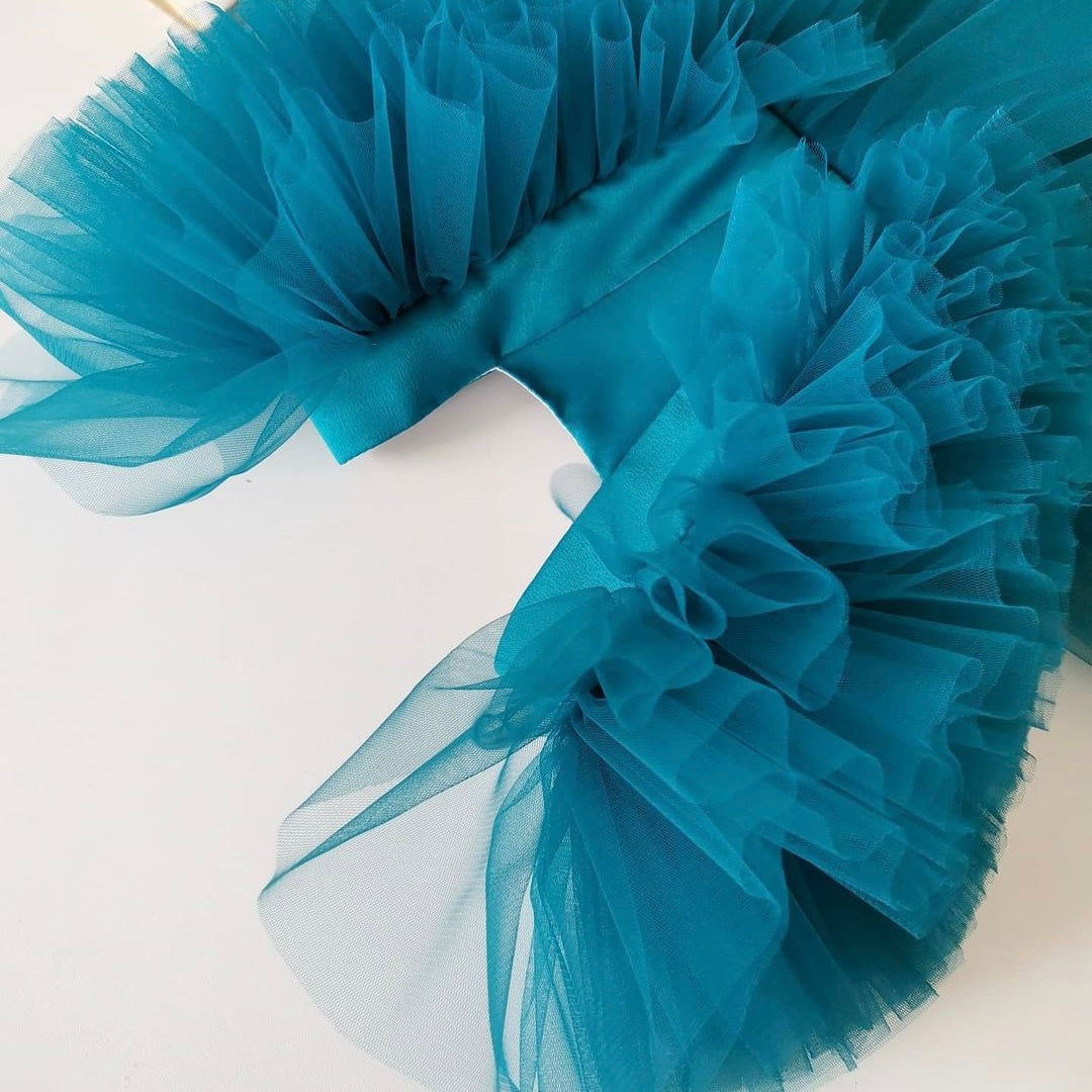 Teal tulle frock with ruffle, photo 3 of 3