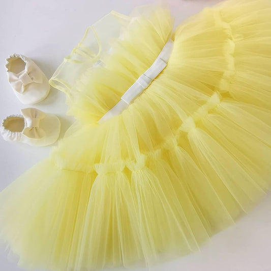 Yellow layered tulle frock, photo 2 of 2