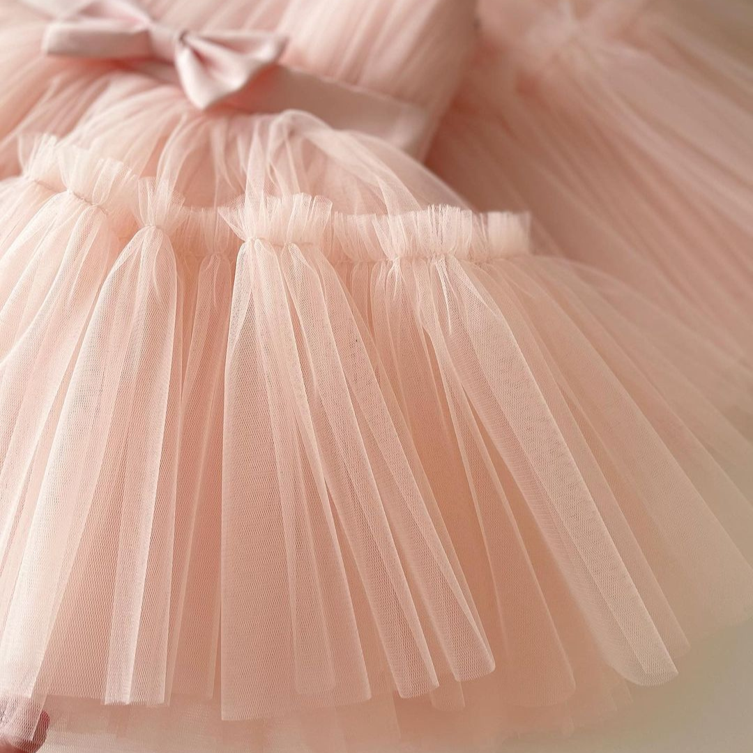 Peach one-shoulder tulle frock, photo 5 of 5
