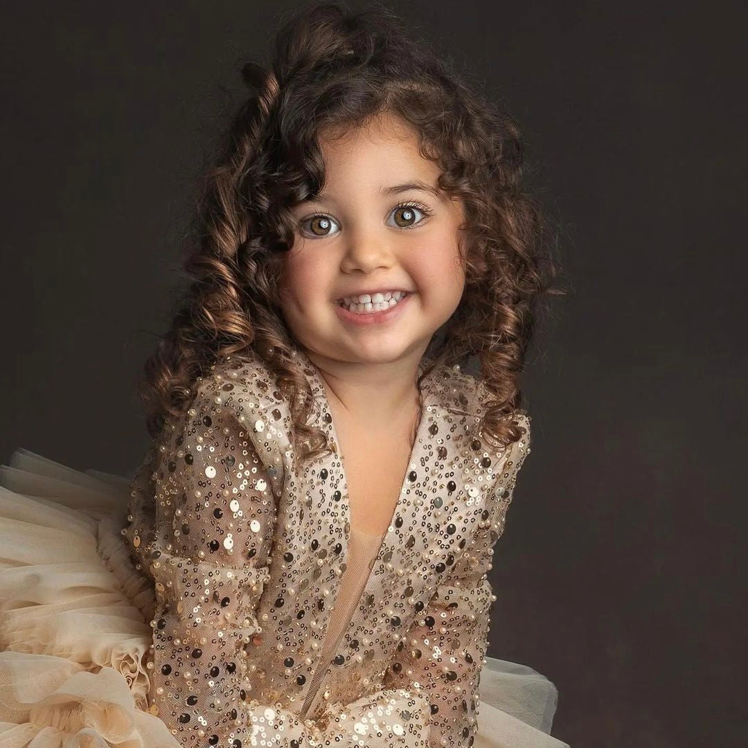 Gold sequin tulle gown, photo 3 of 3