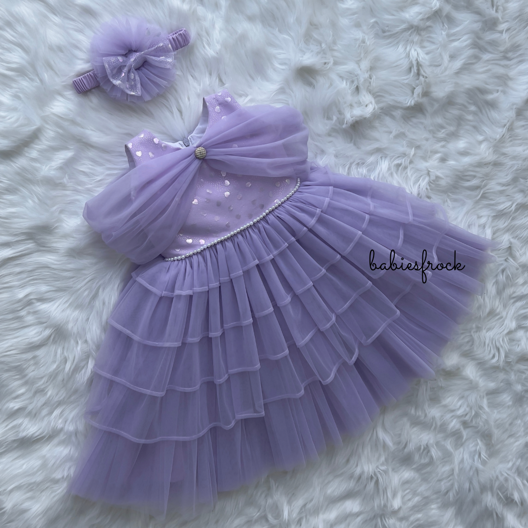 Lilac layered tulle gown, photo 6 of 8