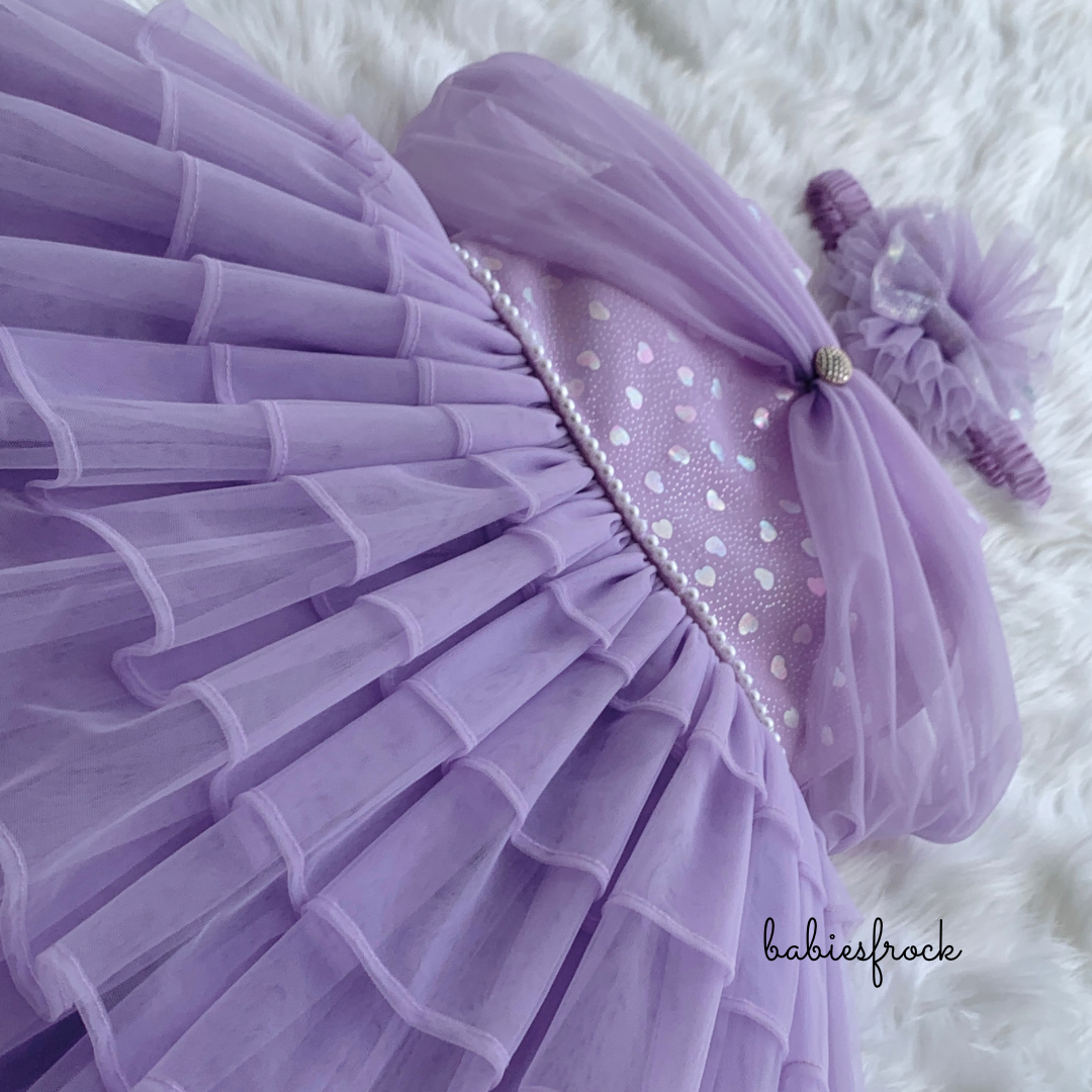 Lilac layered tulle gown, photo 8 of 8