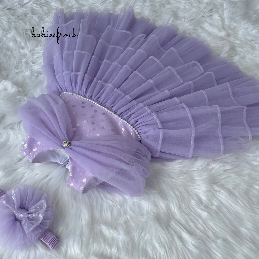 Lilac layered tulle gown, photo 5 of 8