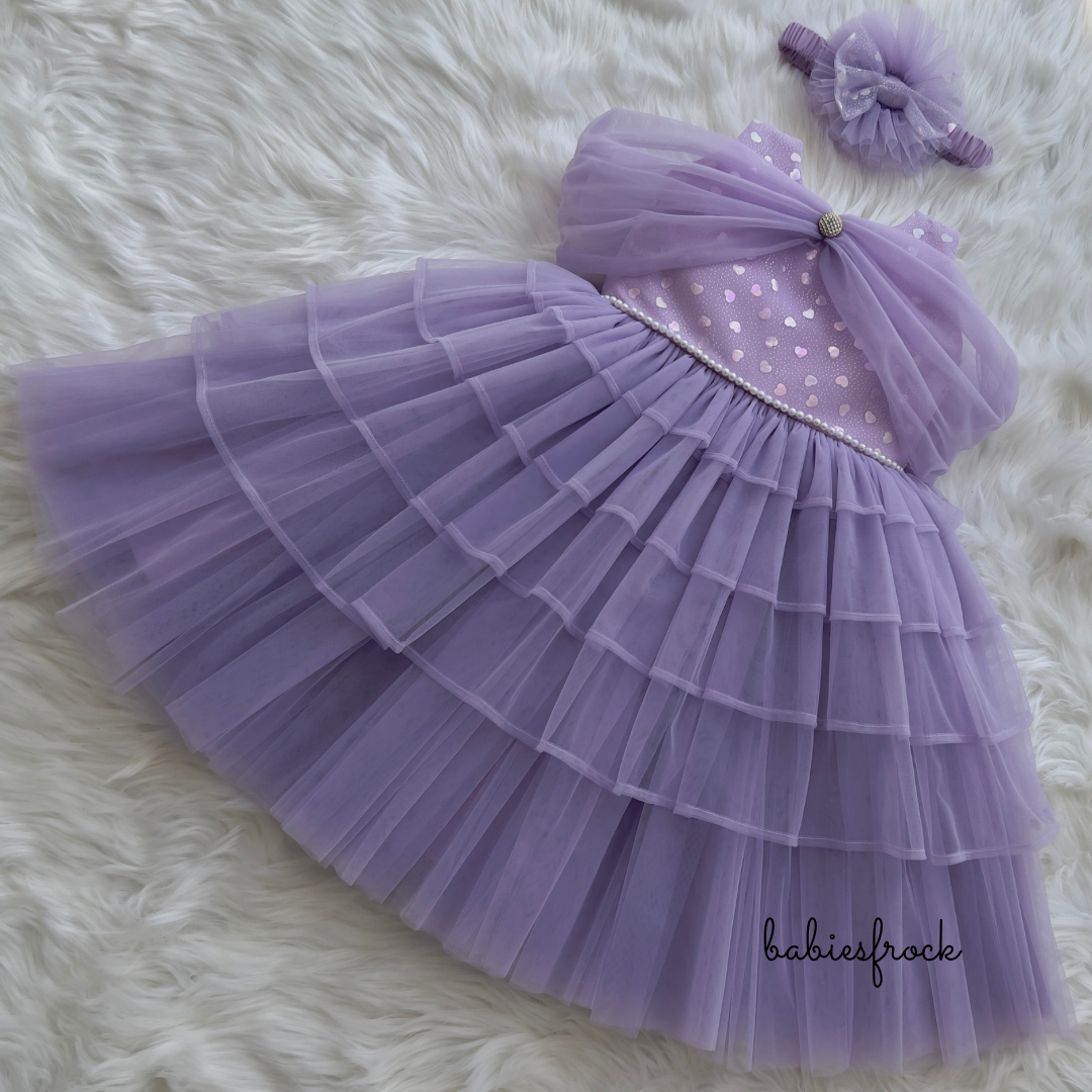 Lilac layered tulle gown, photo 3 of 8