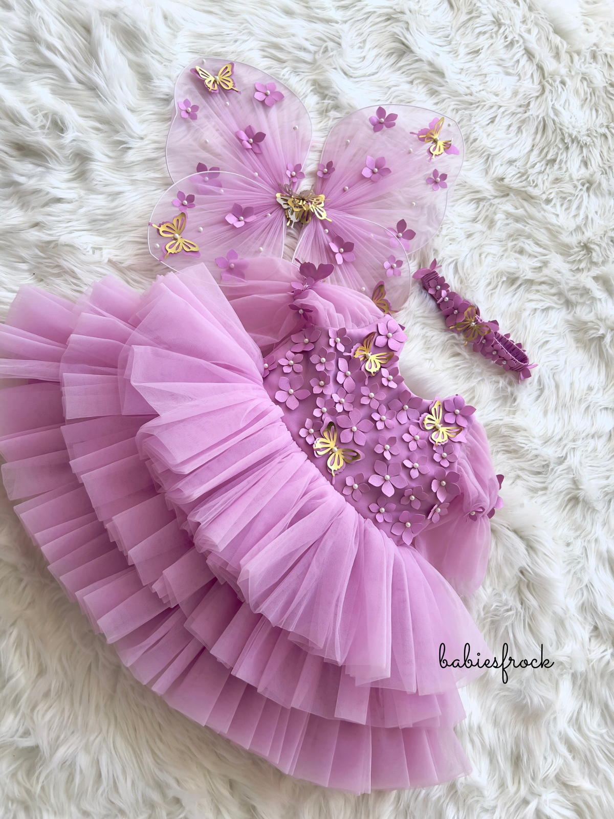 Lavender butterfly tulle frock, photo 3 of 6