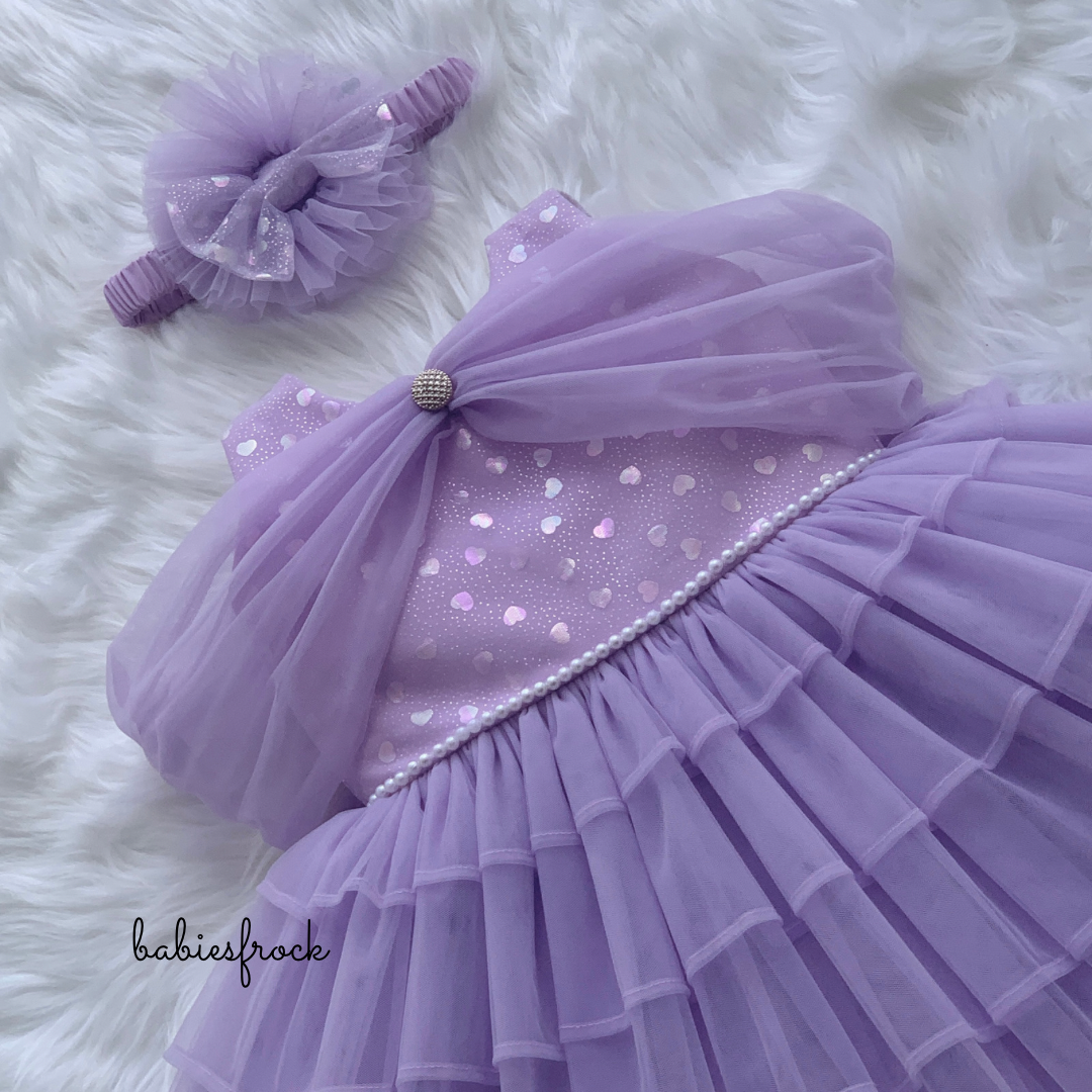 Lilac layered tulle gown, photo 7 of 8