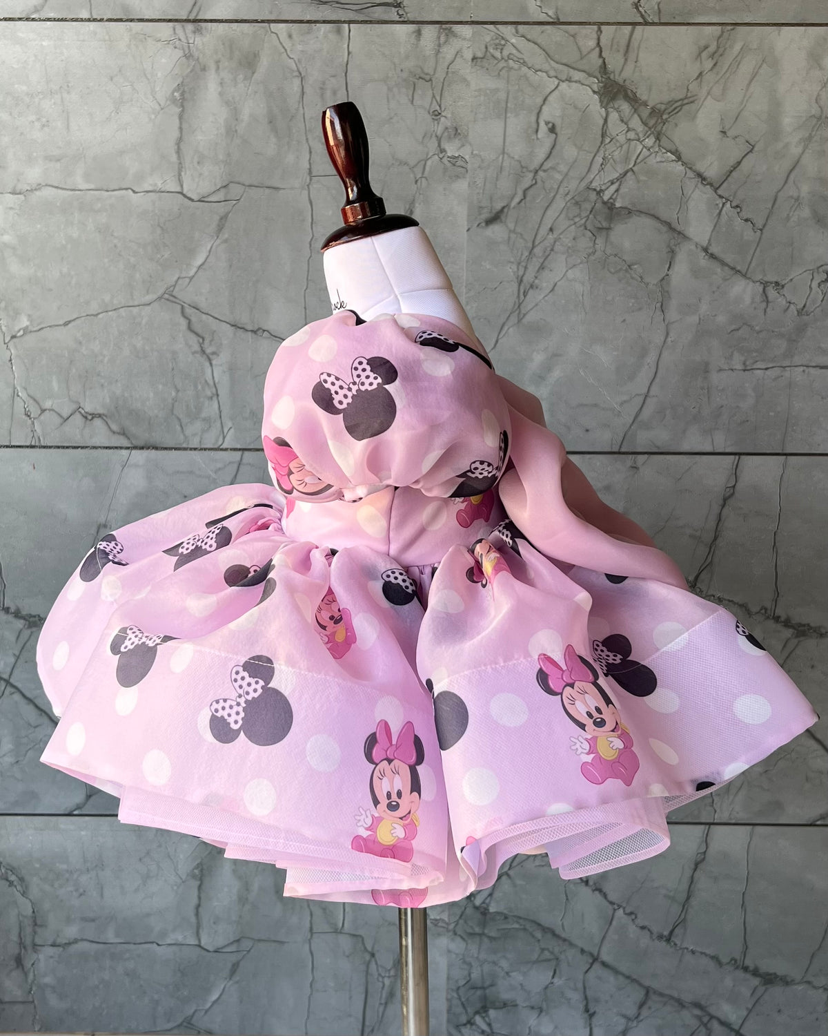 Pink Minnie Wonderland Baby Frock
