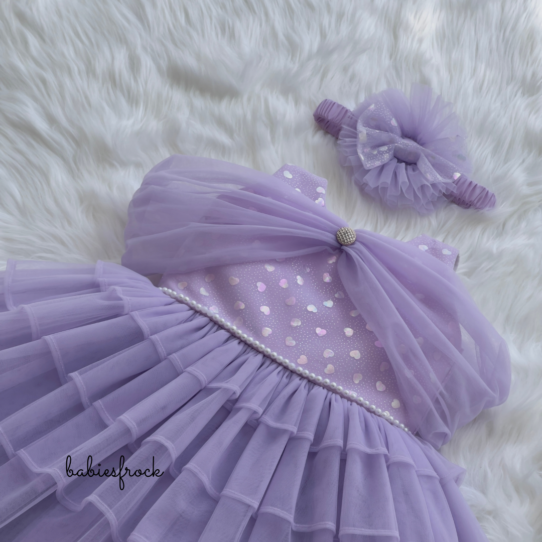 Lilac layered tulle gown, photo 4 of 8