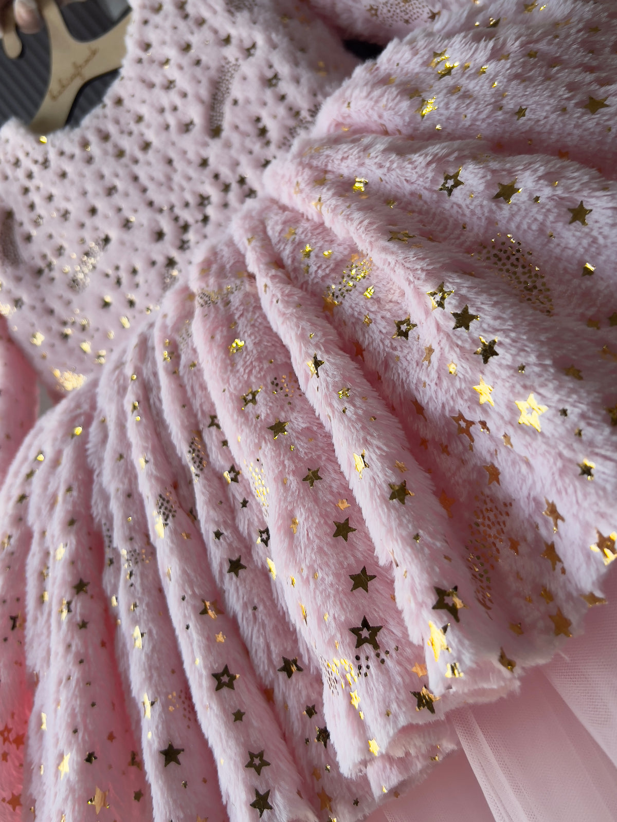 Pink starlight winter frock with bow, photo 3 of 3