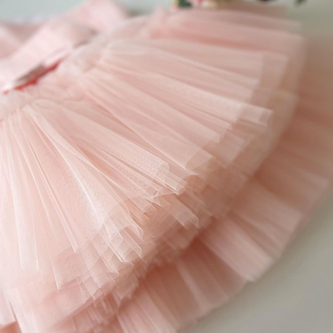 Peach one-shoulder tulle frock, photo 4 of 5