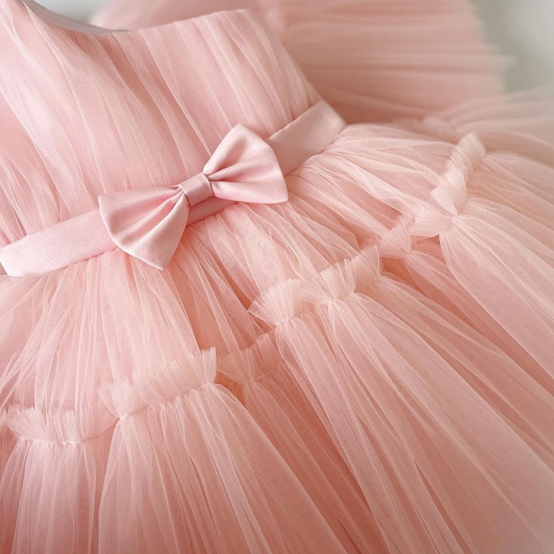 Peach one-shoulder tulle frock, photo 3 of 5