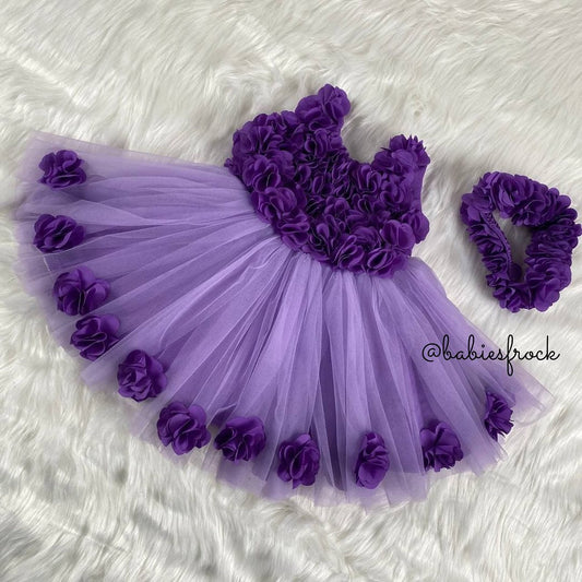 Lavender rose tulle frock for a baby girl