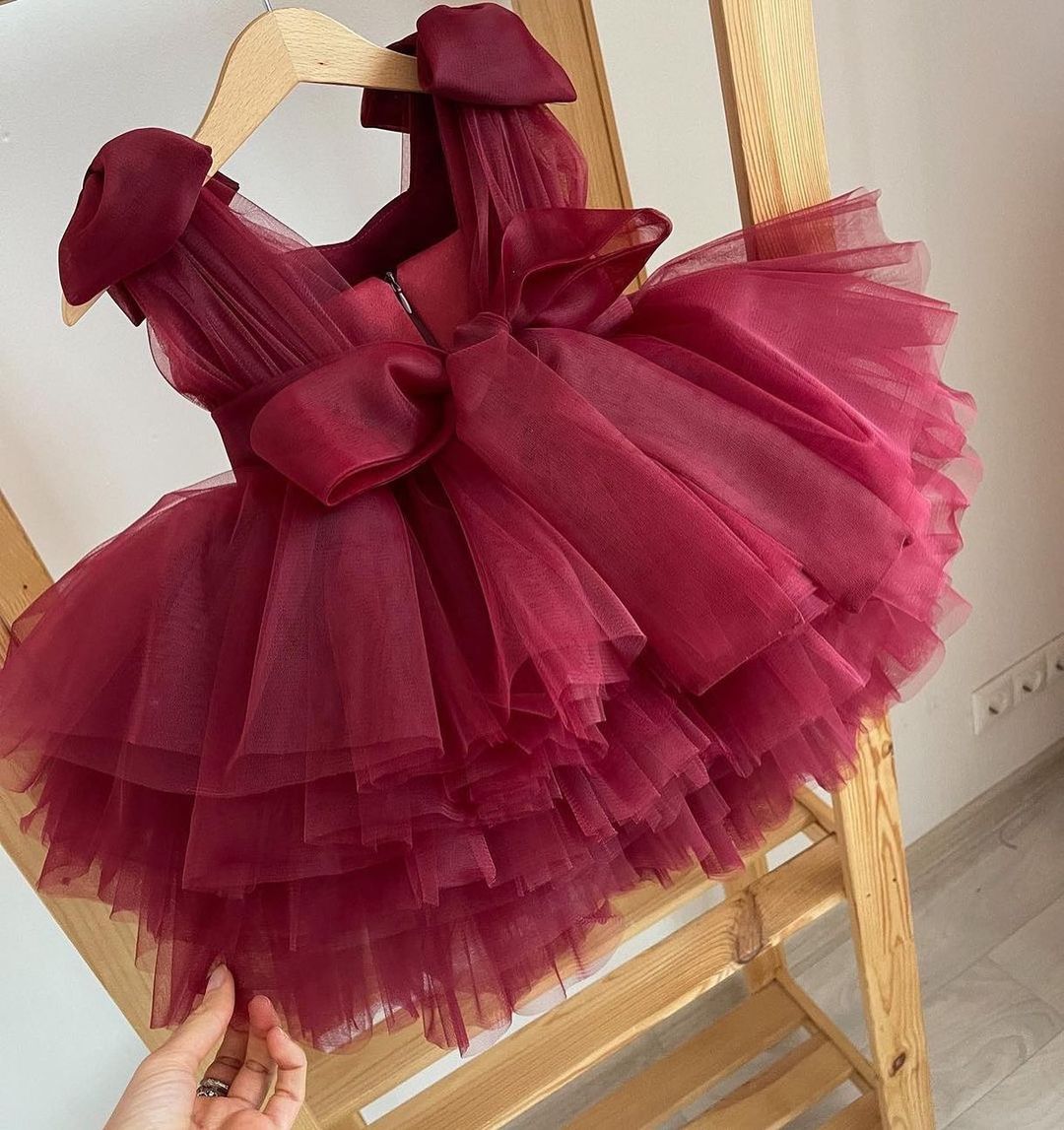 Wine layered tulle frock, photo 2 of 2