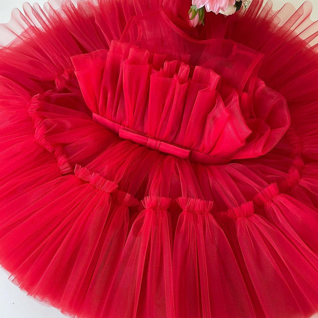 Red layered tulle frock, photo 3 of 3