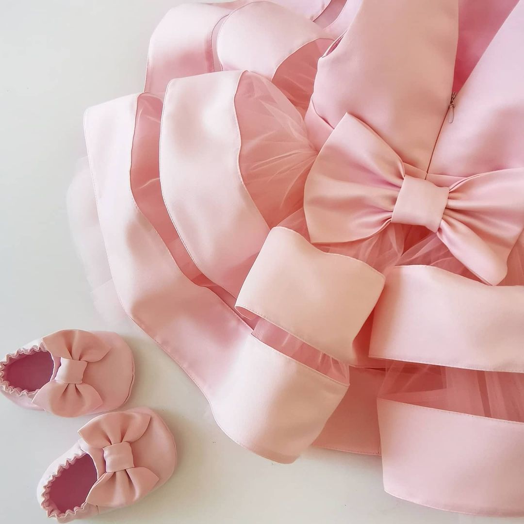 Peach layered organza frock, photo 4 of 4