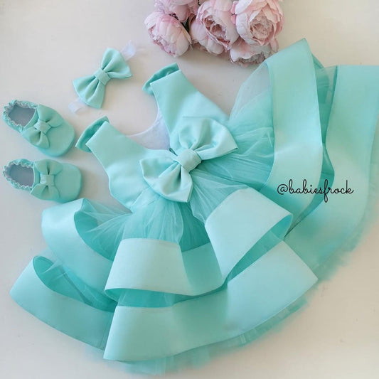 Mint layered satin frock, photo 2 of 2