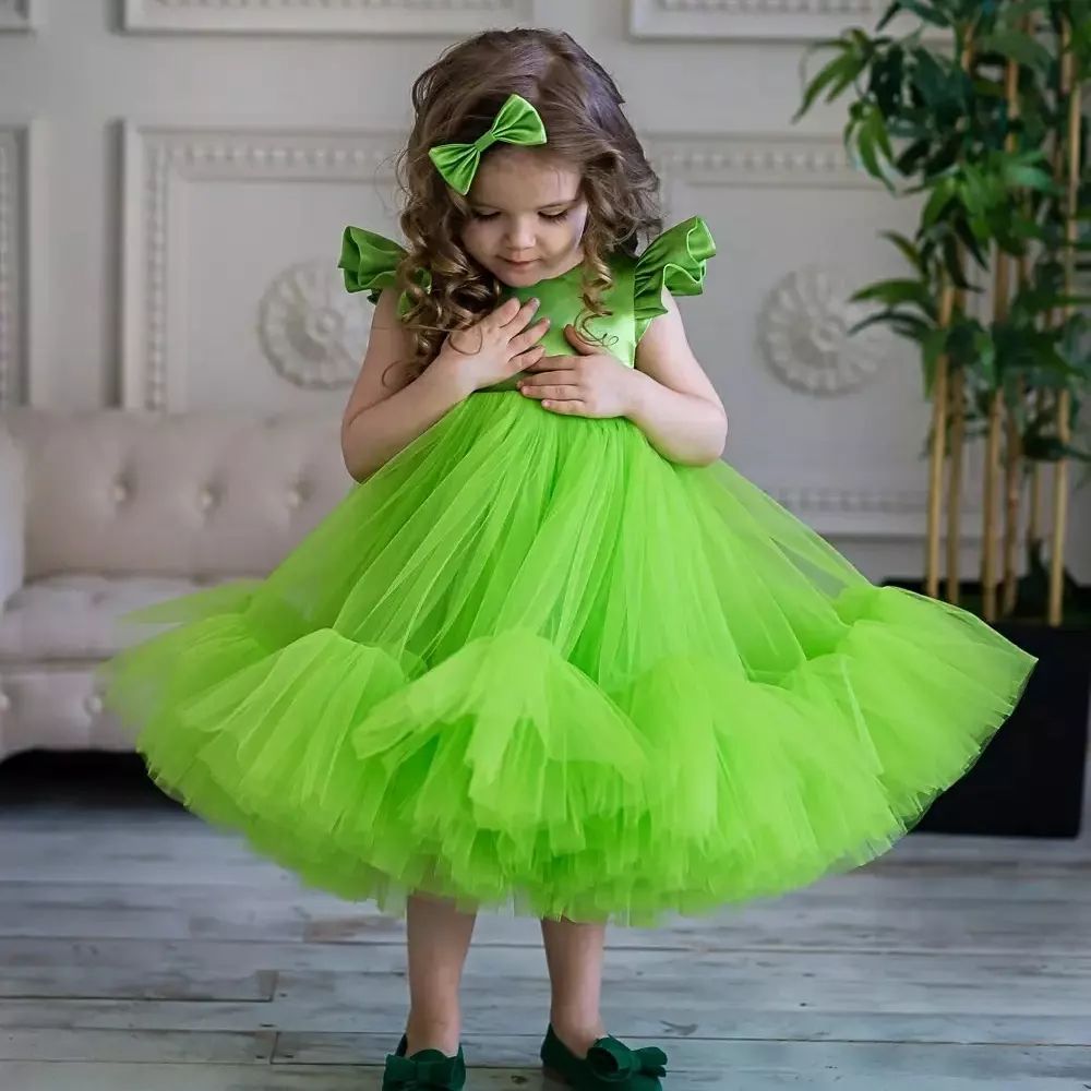 Lime green tulle frock, photo 2 of 2